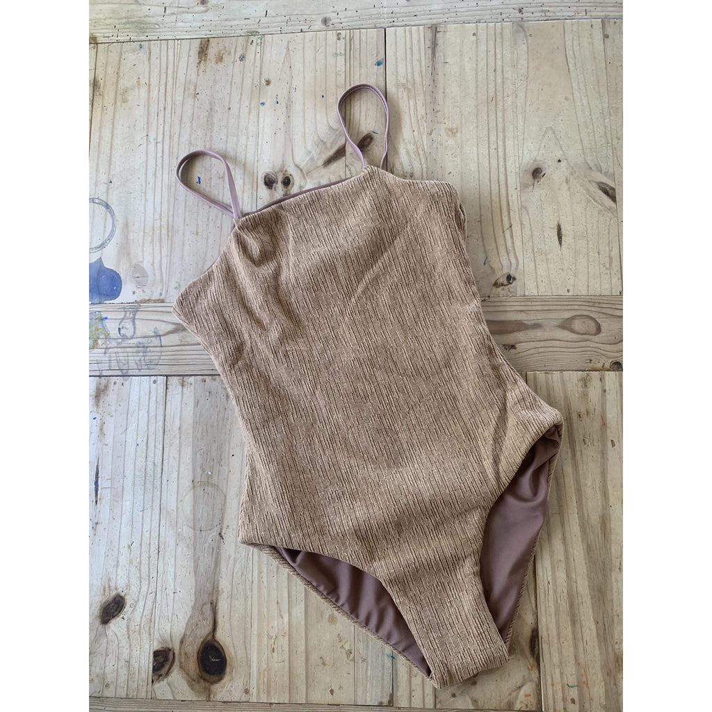 Girl's Strappy One Piece in Camel Texture - OF ONE SEA
