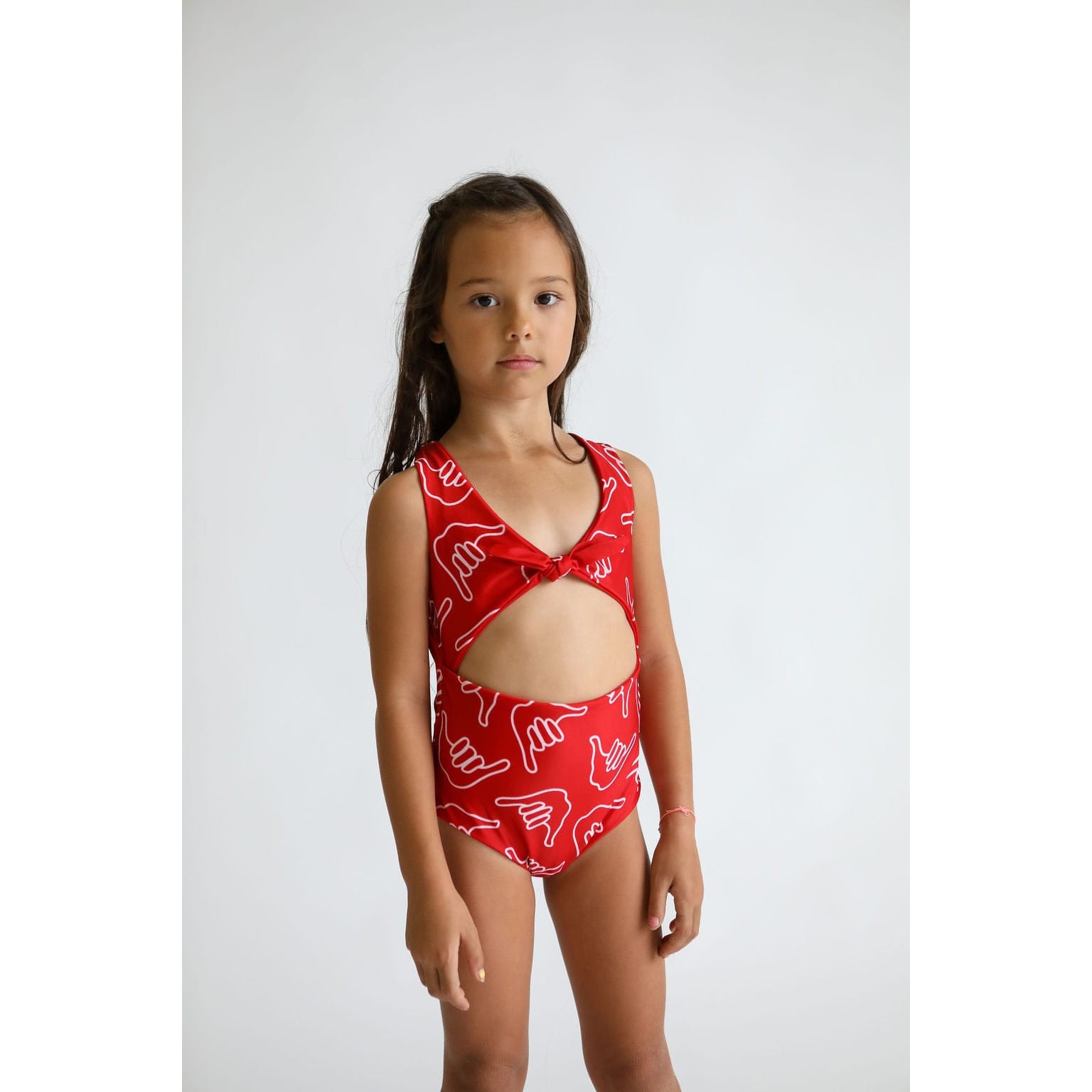 Girl's Cutout One Piece in Red Shaka