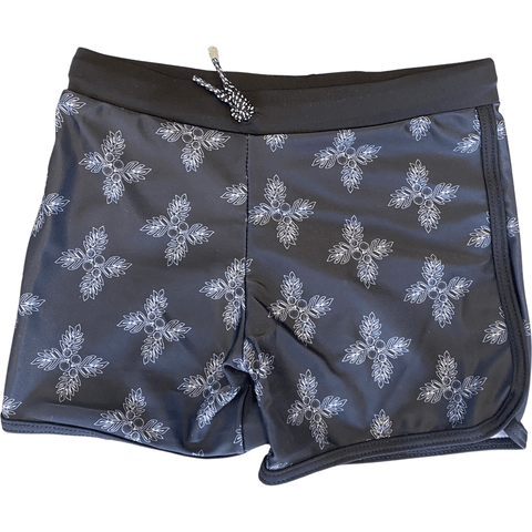 Toddler Soft Shorts for Swim in Black Breadfruit Bandana