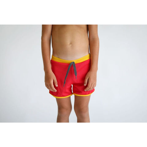 Toddler Soft Short for Swim in Red Ribbed