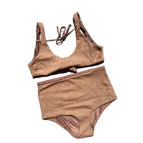 Girl's Bikini Separates in Camel Texture