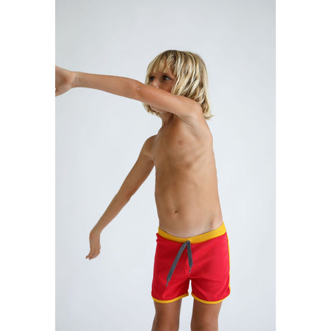 Toddler Soft Short for Swim in Red Ribbed