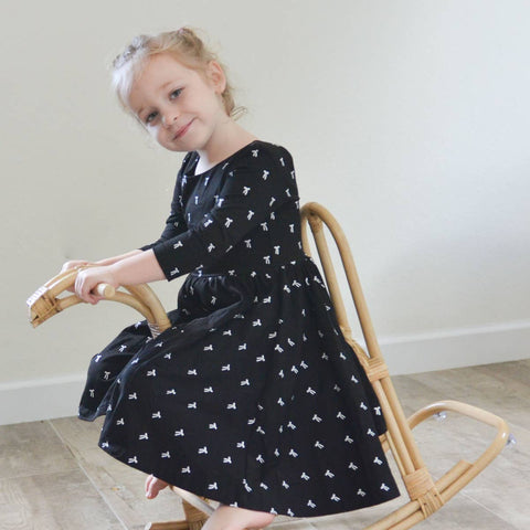 olliejay autumn dress in vintage bow - PREORDER, SHIPS OCT 5