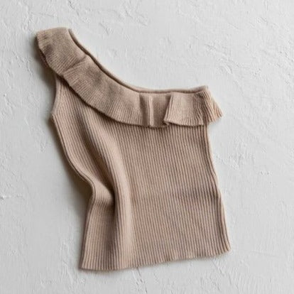 one strap knit tank in beige