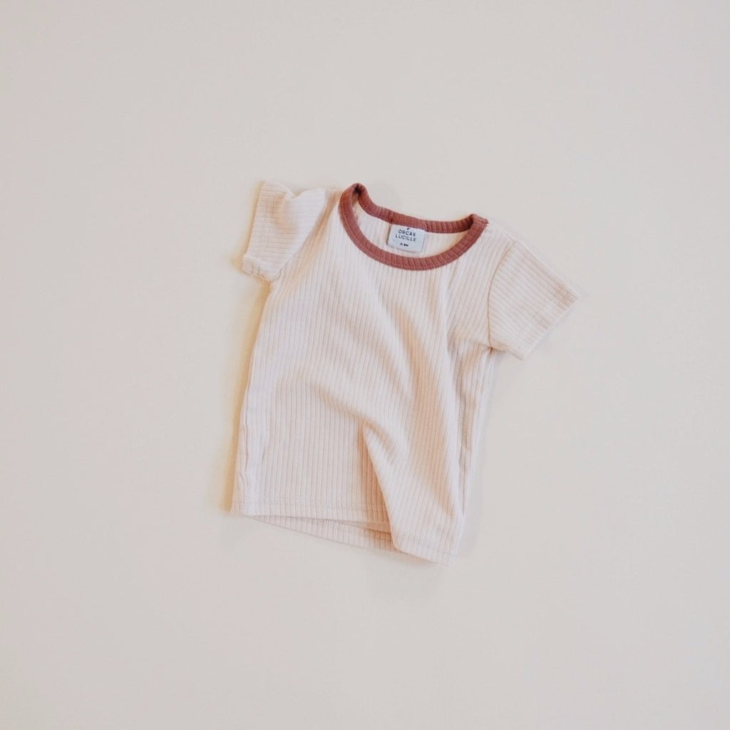 orcas lucille retro tee in cream/terracota