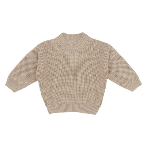 organic chunky knit sweater in almond