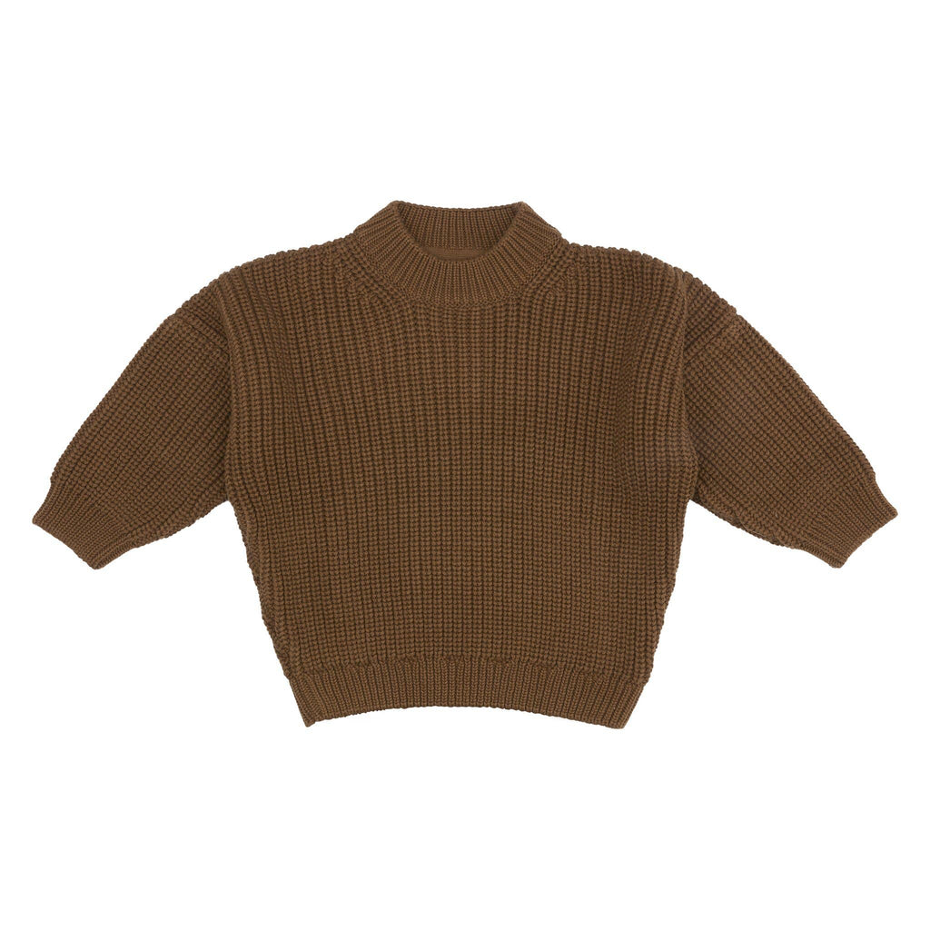 organic chunky knit sweater in toffee