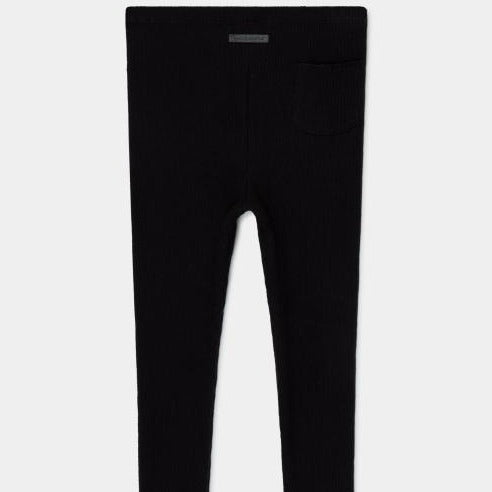 organic cotton ribbed leggings in black