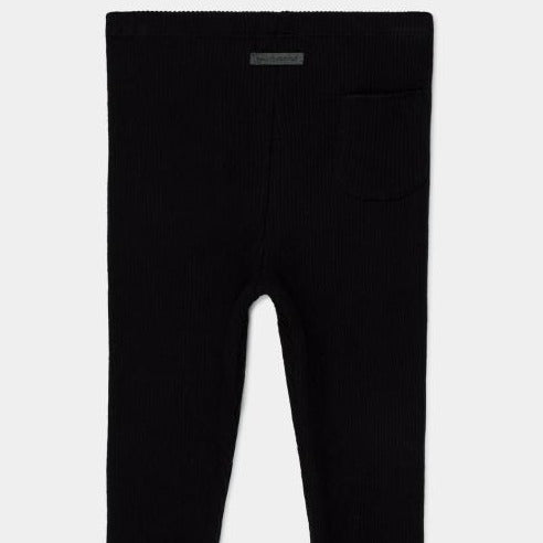 organic cotton ribbed leggings in black
