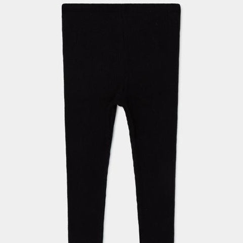 organic cotton ribbed leggings in black