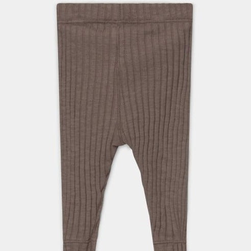 organic cotton rib knit leggings in taupe