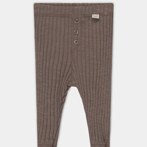 organic cotton rib knit leggings in taupe