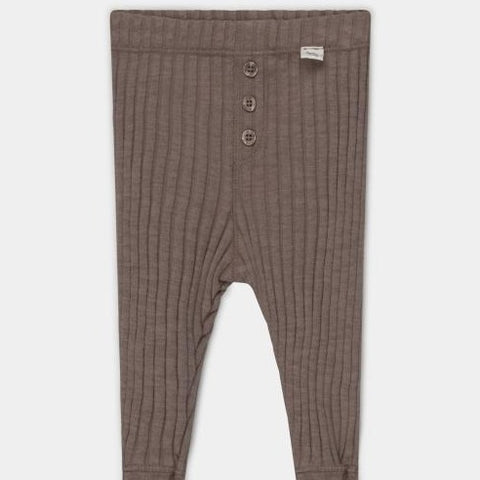 organic cotton rib knit leggings in taupe