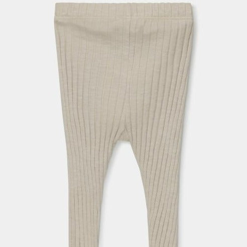 organic cotton rib knit ruffle leggings in stone
