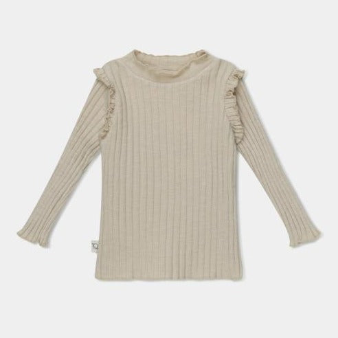 organic cotton rib knit top in stone