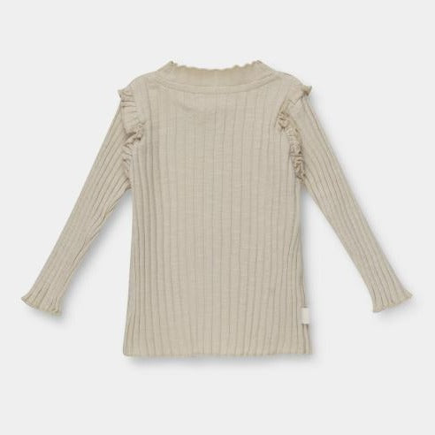 organic cotton rib knit top in stone