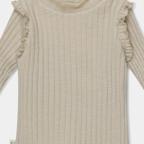 organic cotton rib knit top in stone