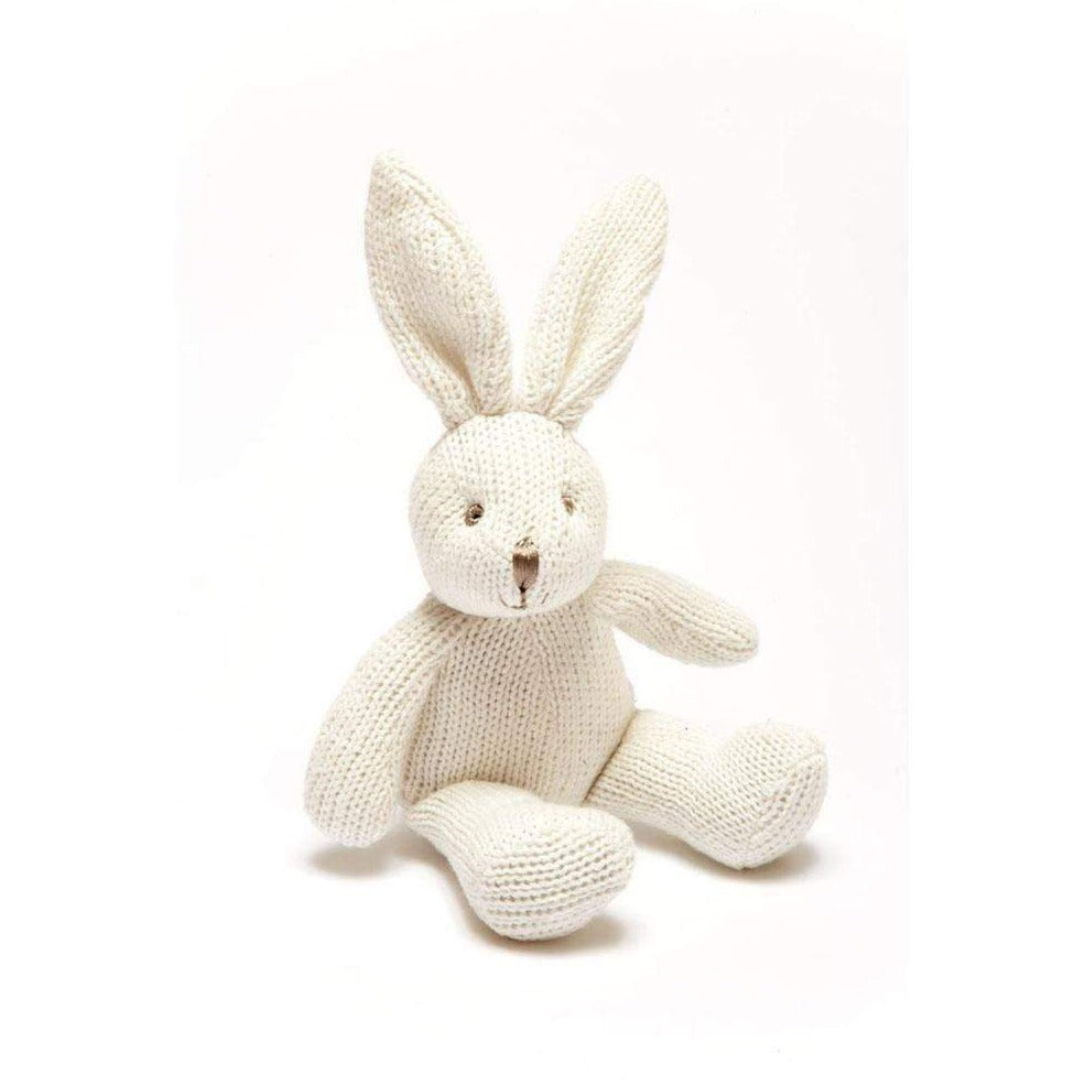 organic cotton white bunny rattle