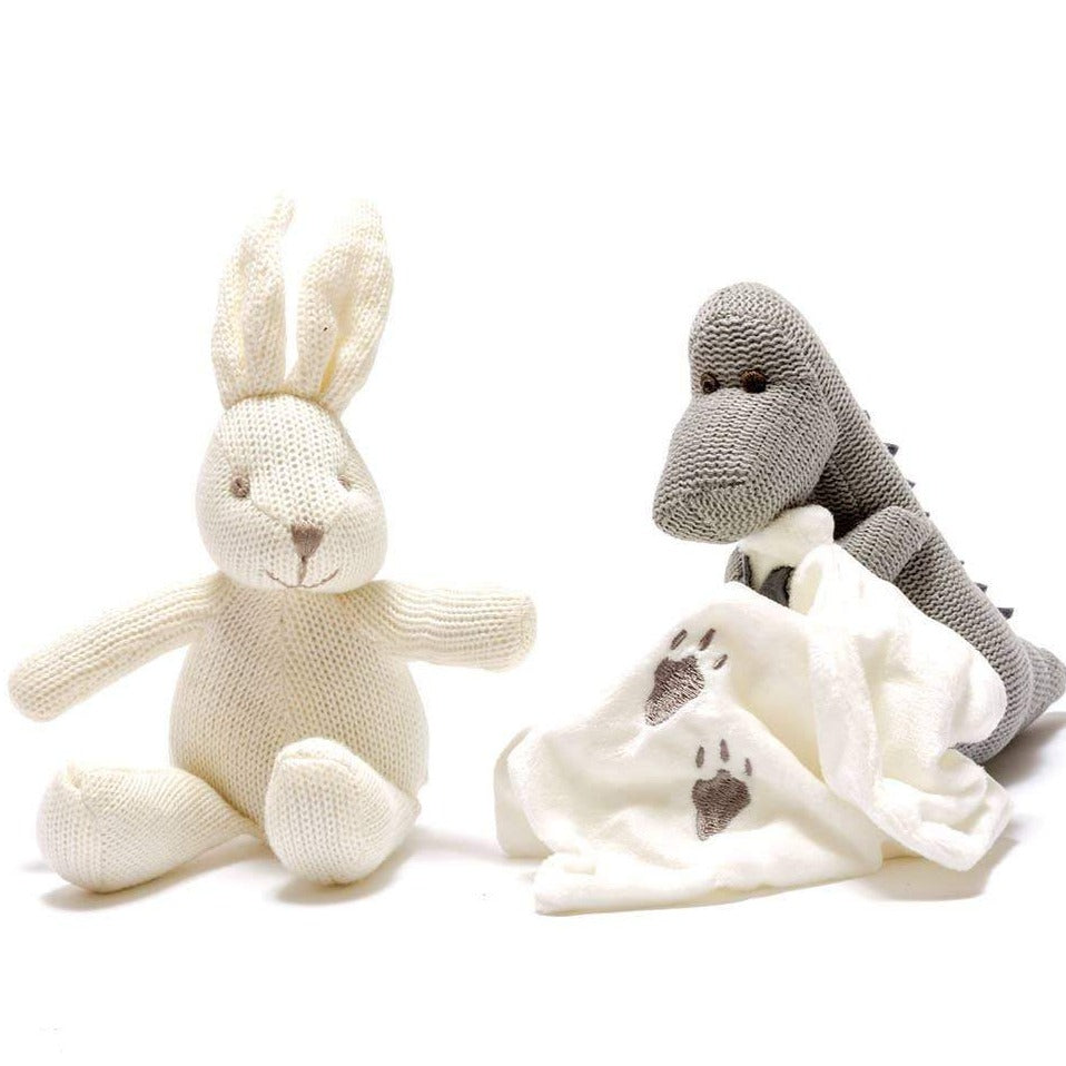 organic cotton white bunny rattle
