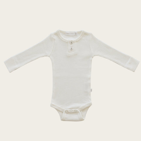 organic essentials ribbed bodysuit in milk