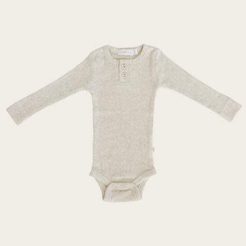 organic essentials ribbed bodysuit in oatmeal marle