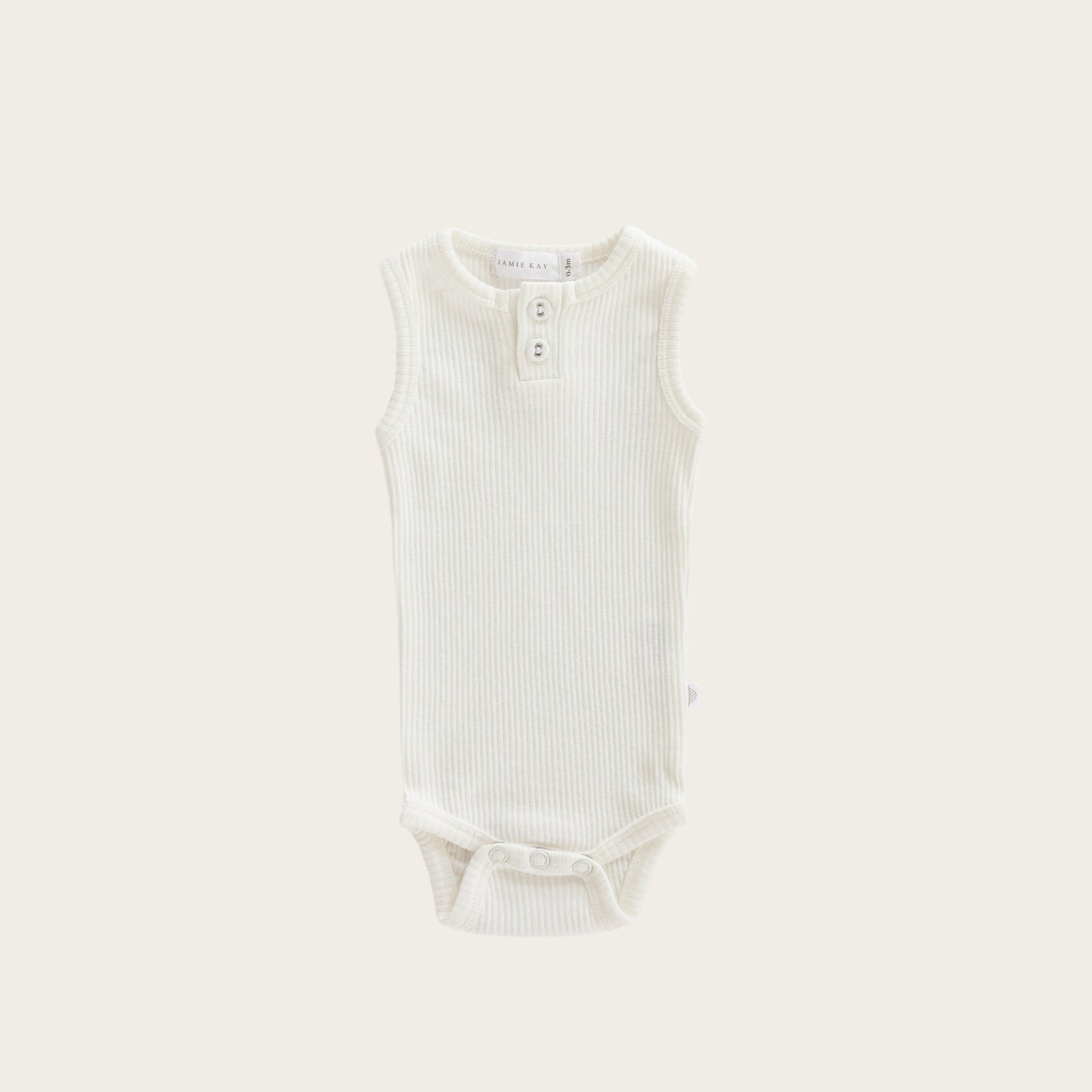 organic essentials singlet bodysuit in milk