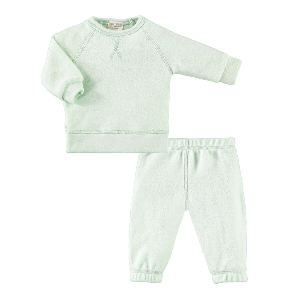 organic kids lounge set in mint