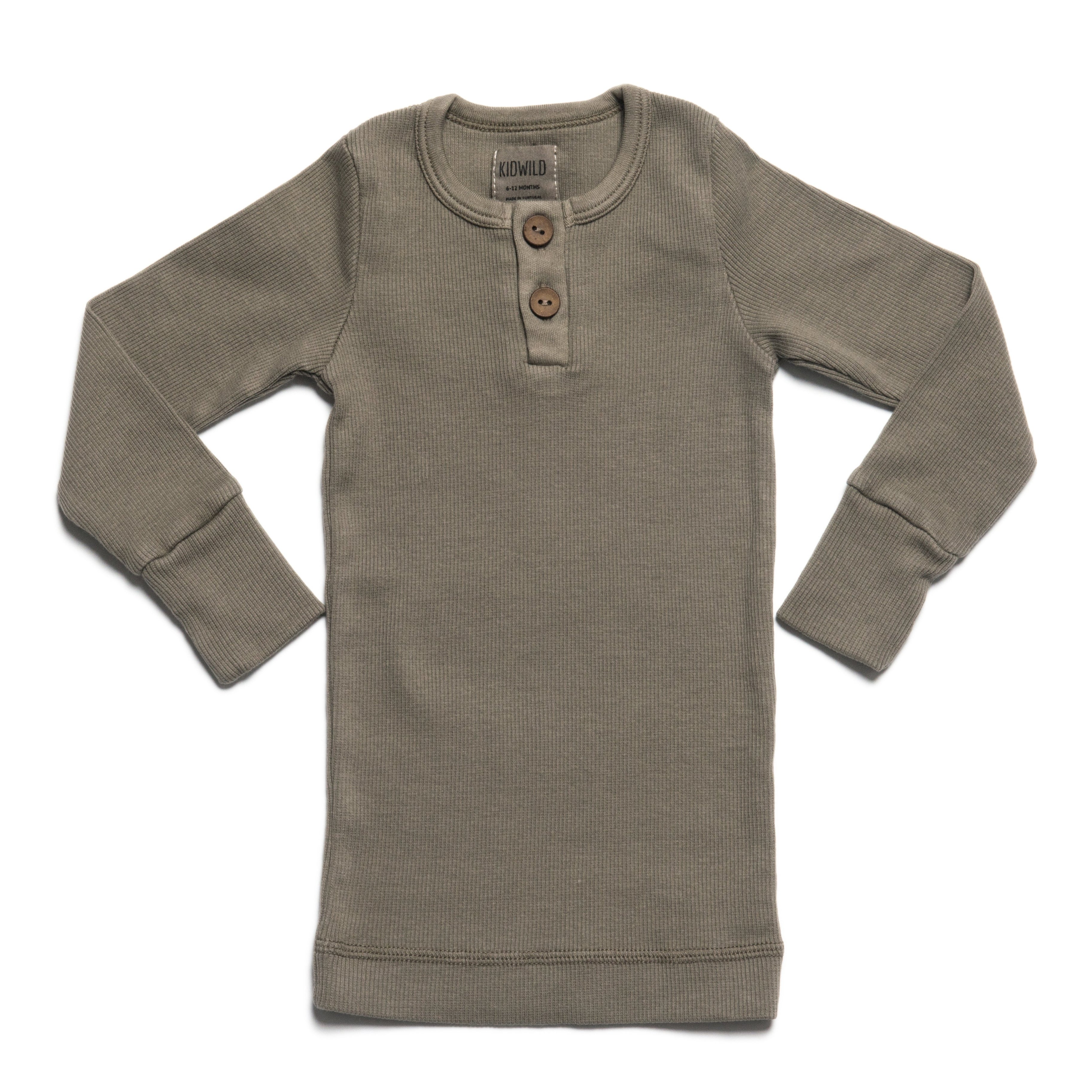organic vintage long sleeve top in moss