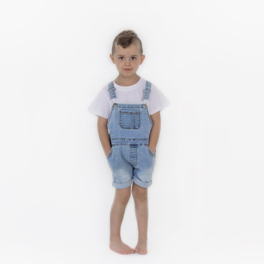 overall shorts in light blue