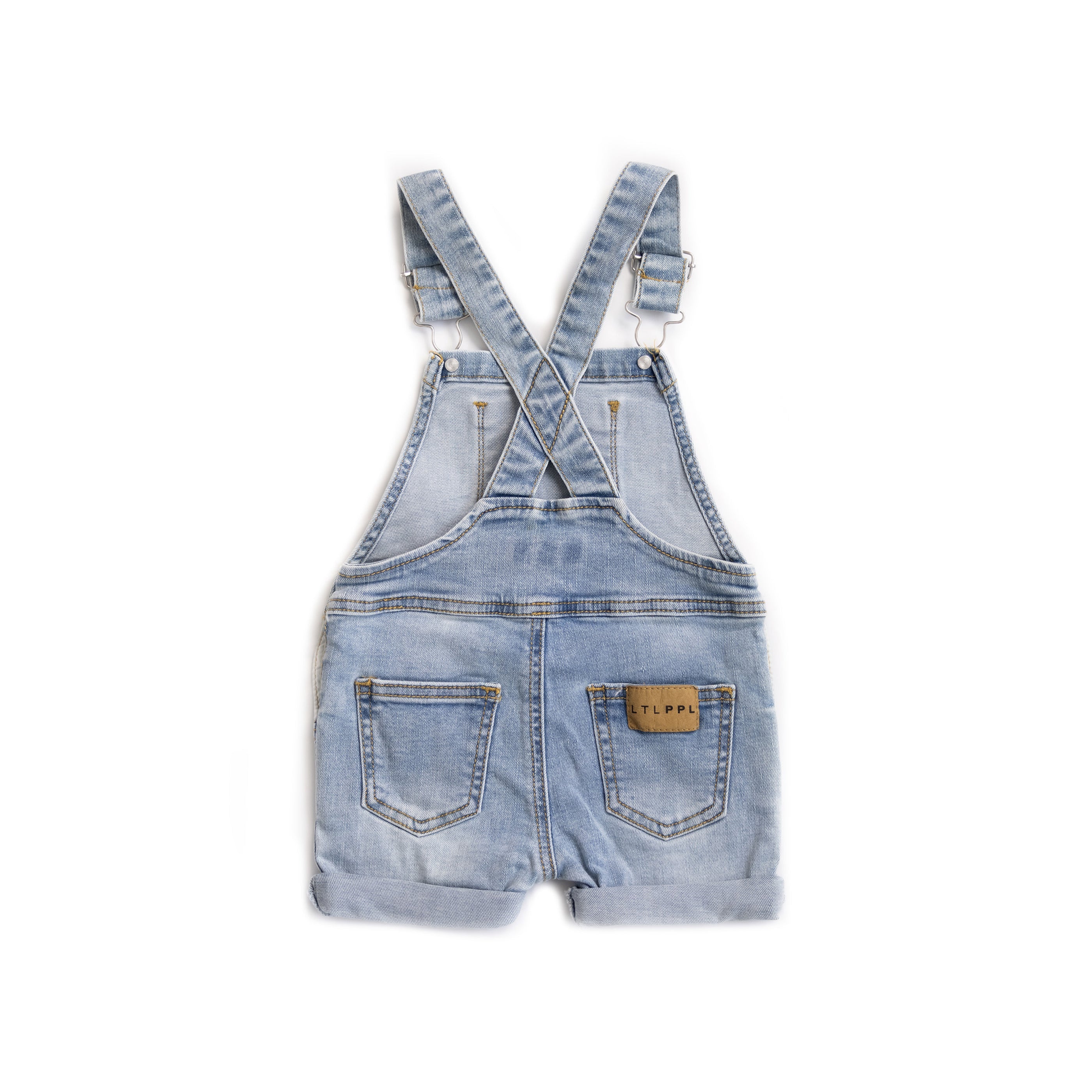 overall shorts in light blue