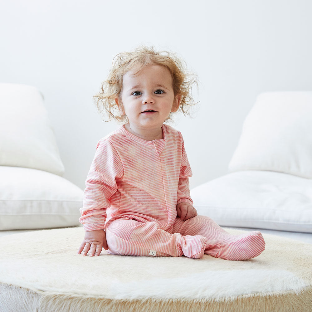 Baby Stripe Rib Organic Marble Seamless Zipper Footie-Whim-zzz