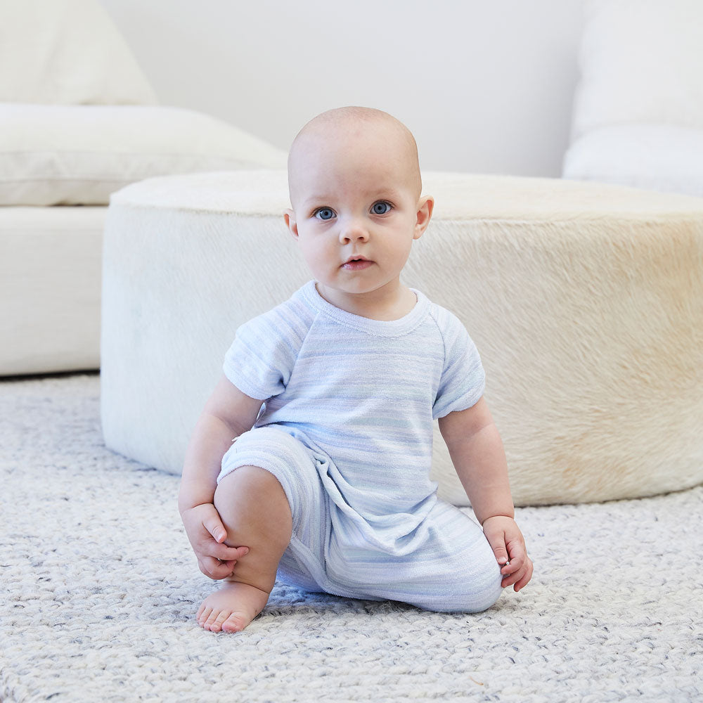 Baby Loop Terry Multi Stripe S/S Romper-Whim-zzz