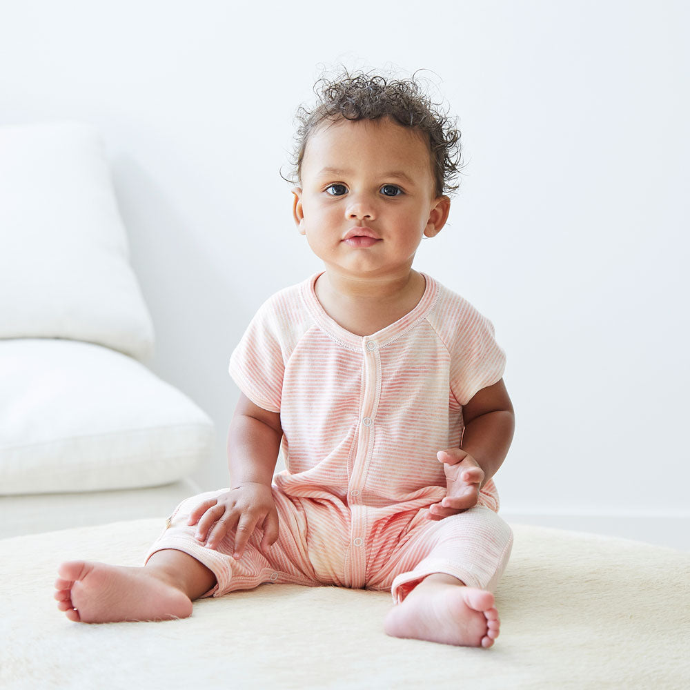Baby Stripe Rib Marble S/S Raglan Romper-Whim-zzz