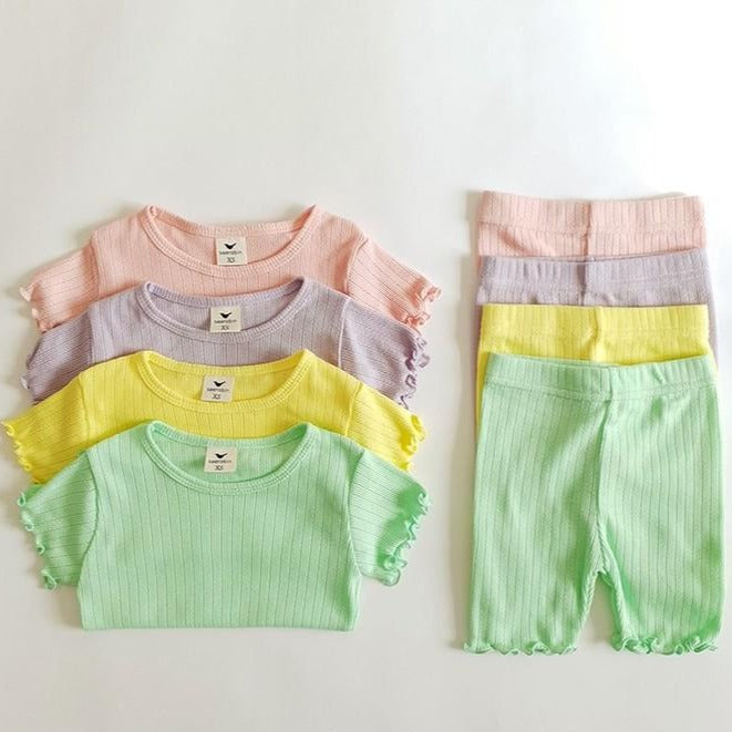 pastel lettuce top and shorts