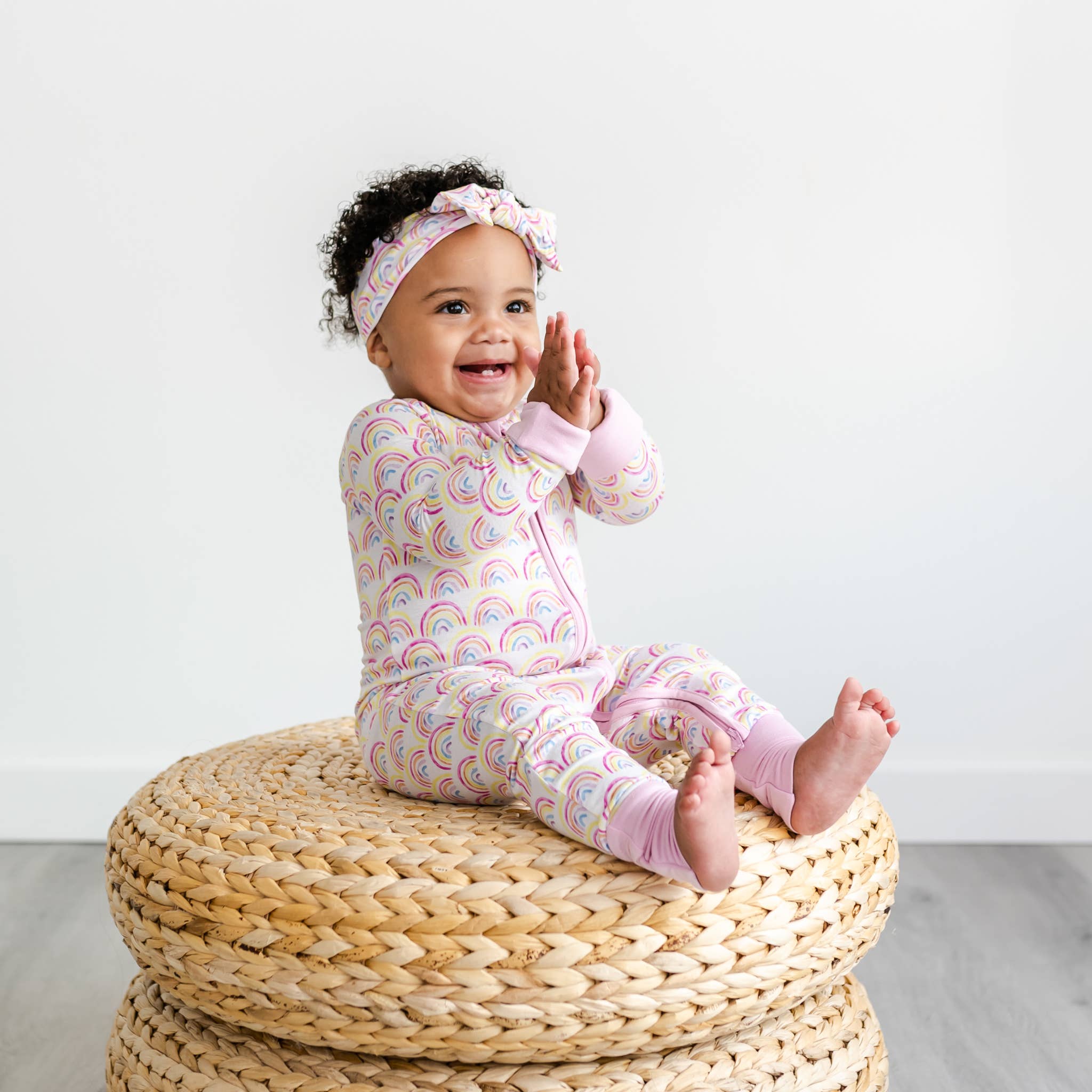 pastel rainbows bamboo viscose convertible romper/sleeper