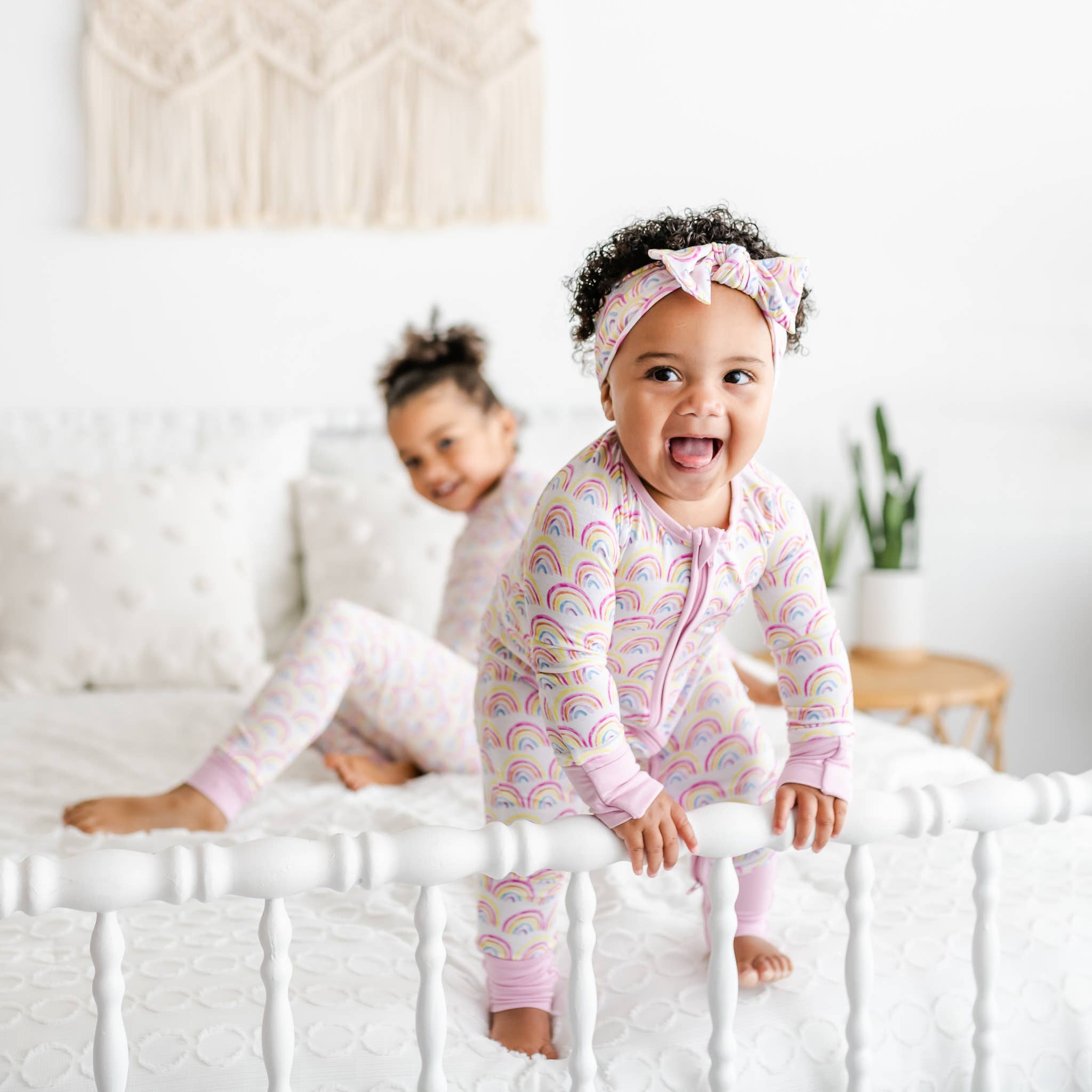 pastel rainbows bamboo viscose convertible romper/sleeper