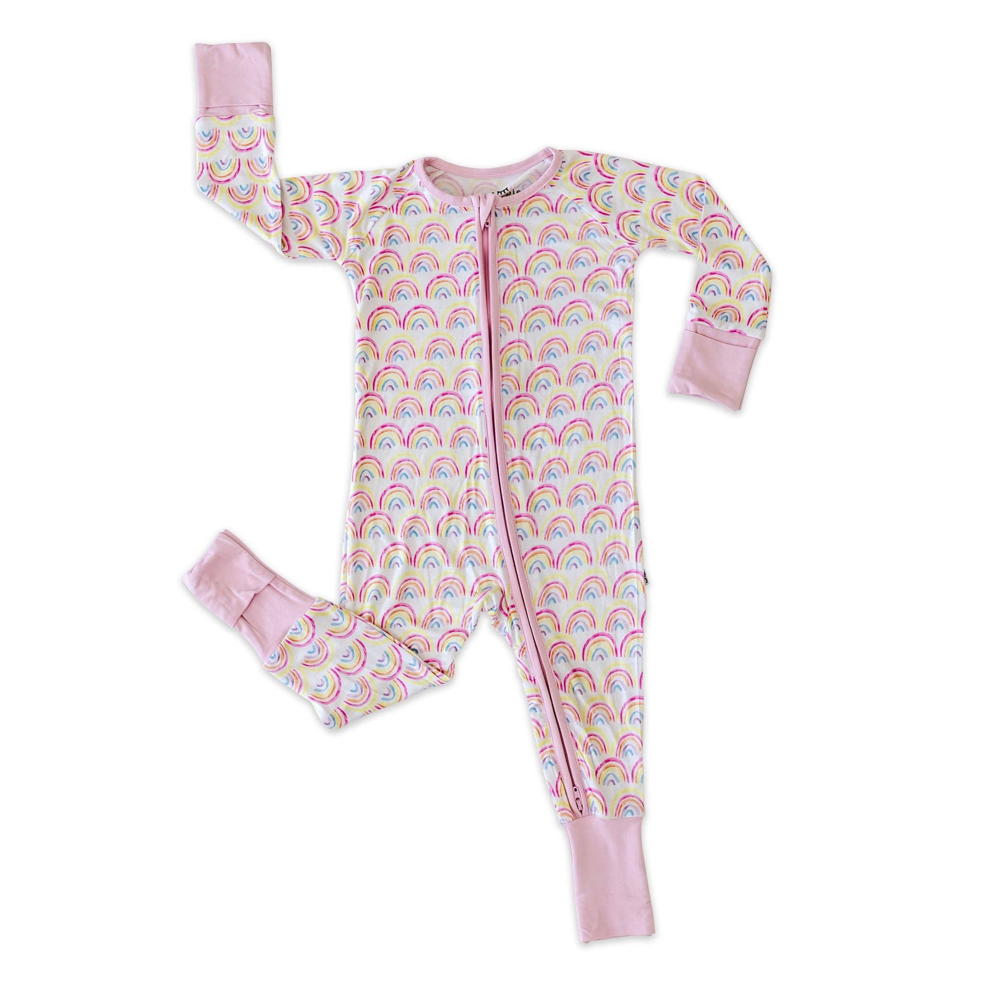 pastel rainbows bamboo viscose convertible romper/sleeper