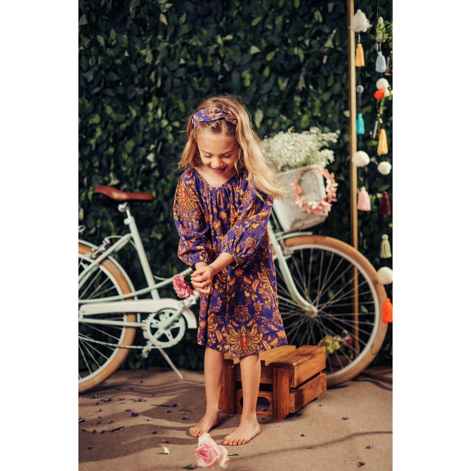 patterned dress with 3/4 sleeve