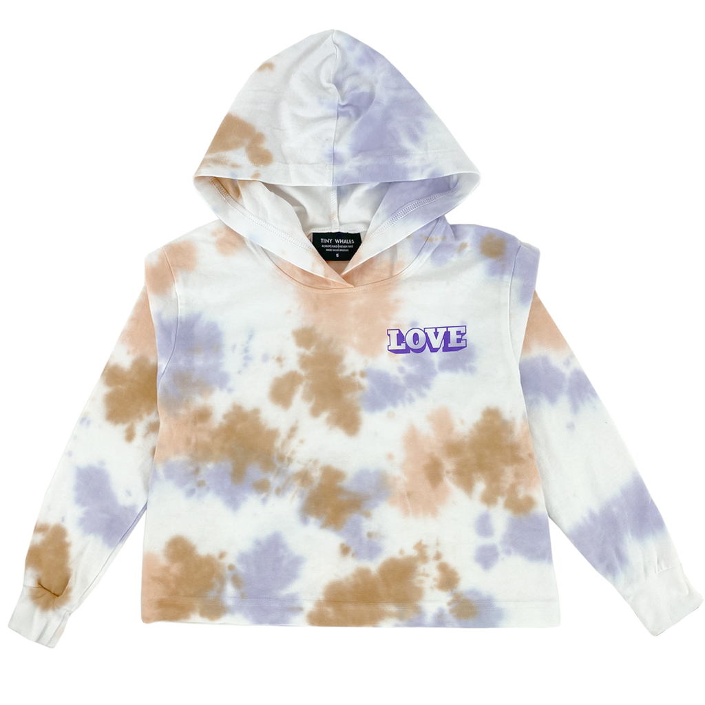peace & love boxy hooded long sleeve tee