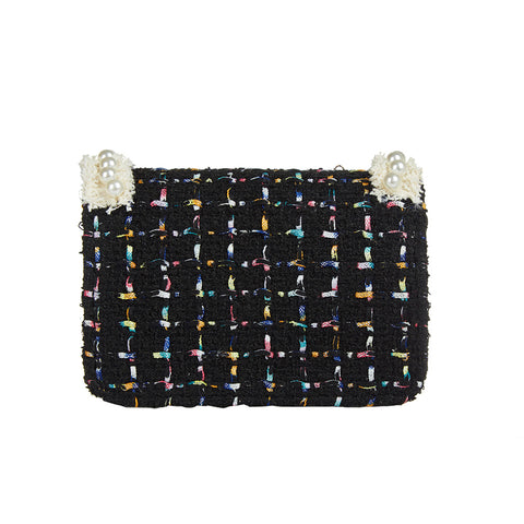pearl and tweed trim purse
