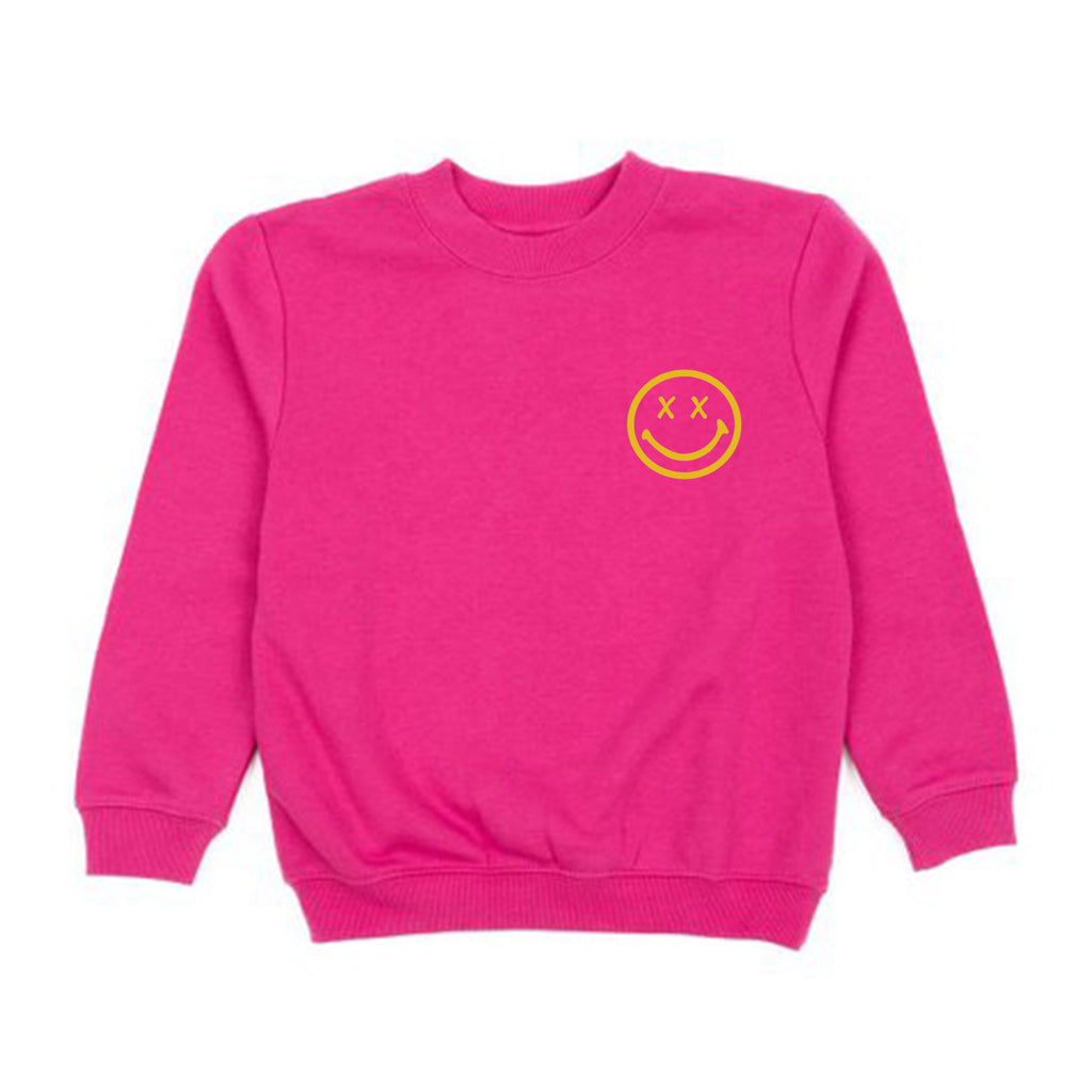 smiley sweatshirt in pink & yellow