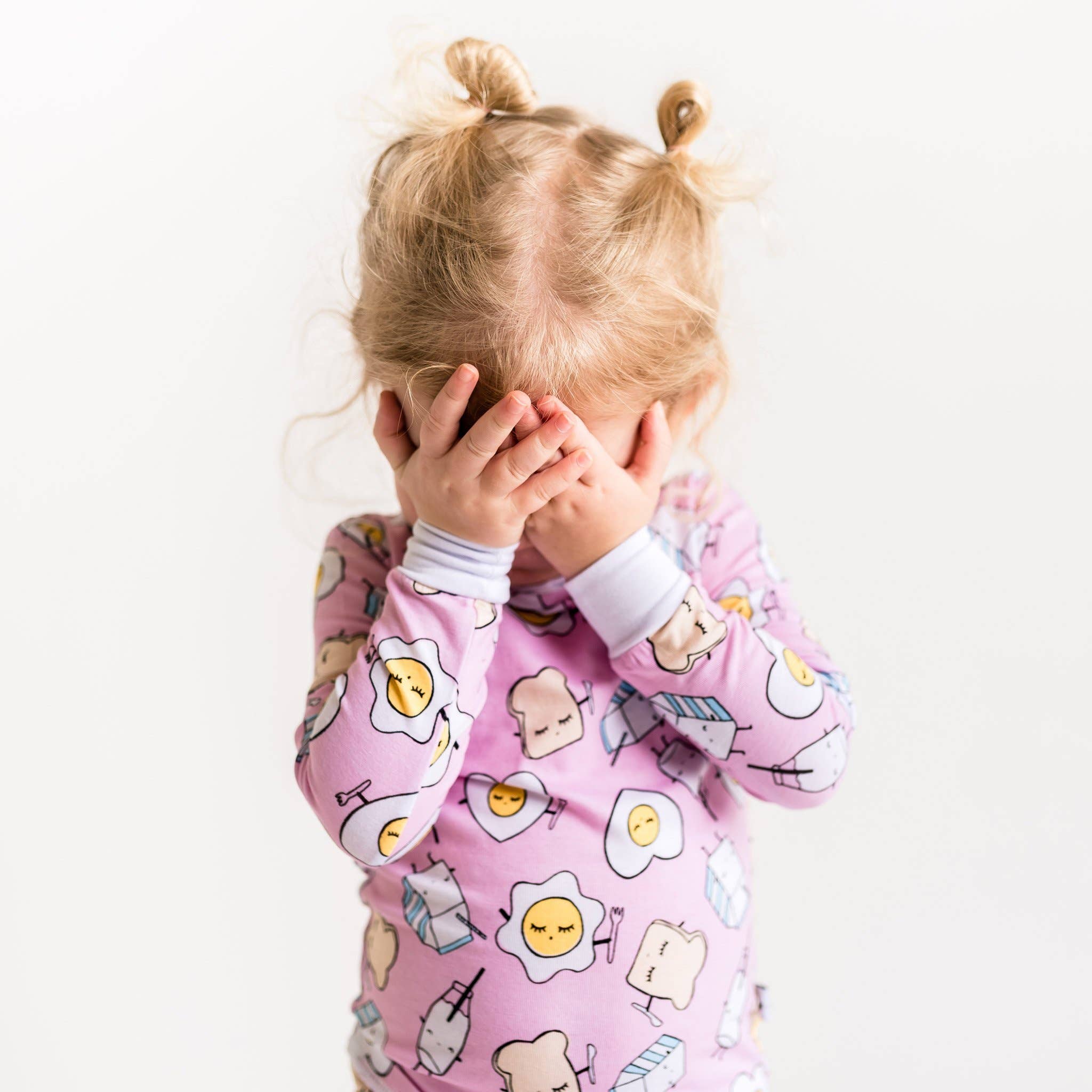 pink breakfast buddies two-piece bamboo viscose pajama set
