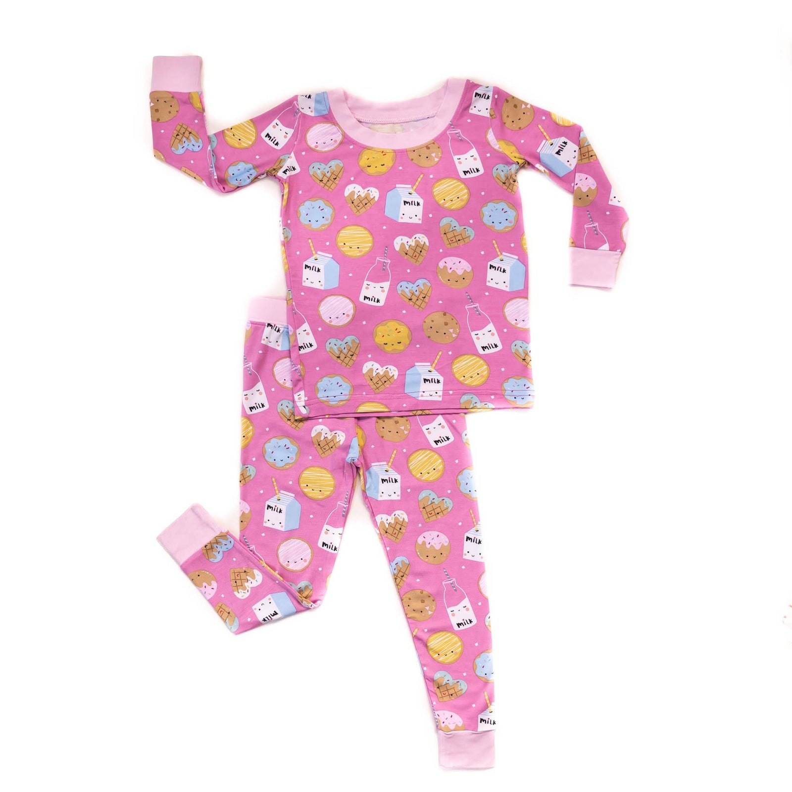 pink cookies & milk two-piece bamboo viscose pajama set