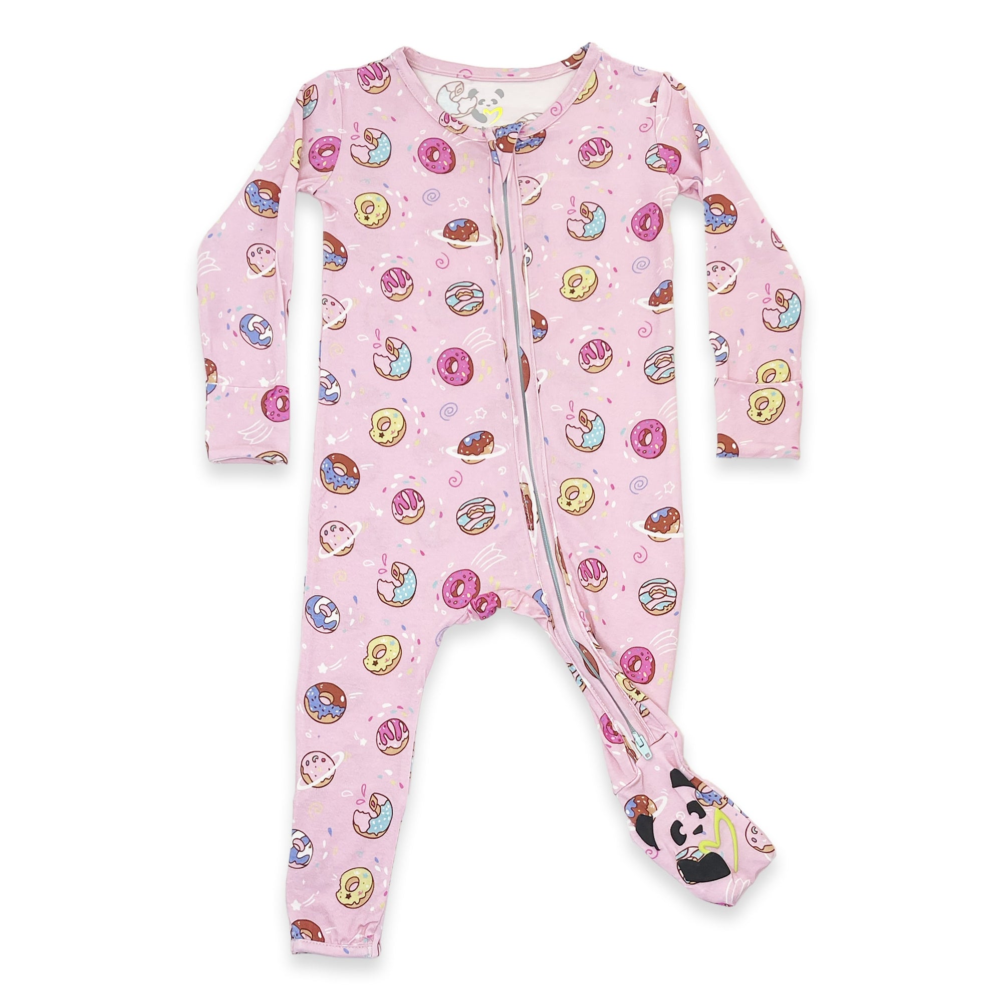 pink donut convertible footie pajamas in pink