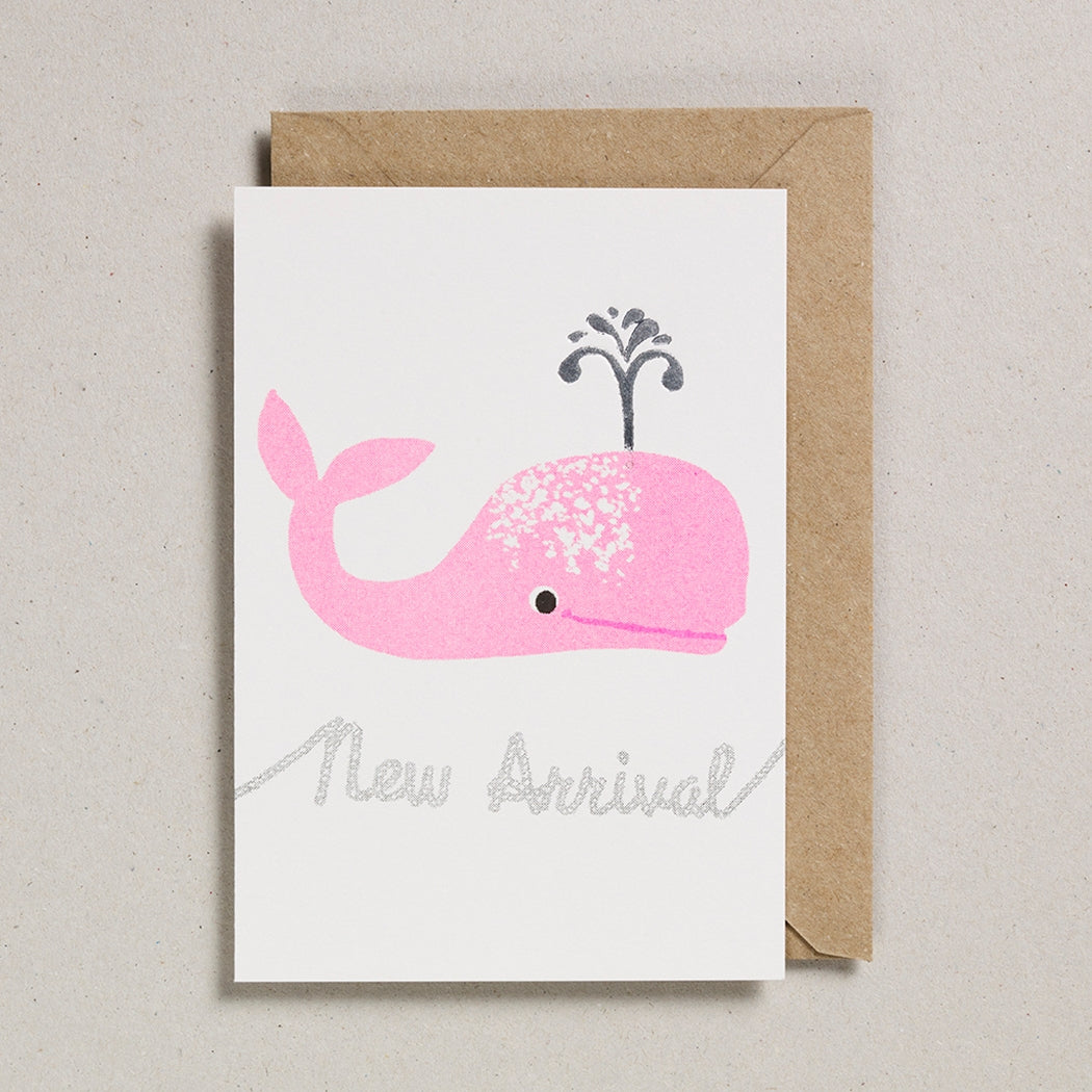pink elephant new baby card