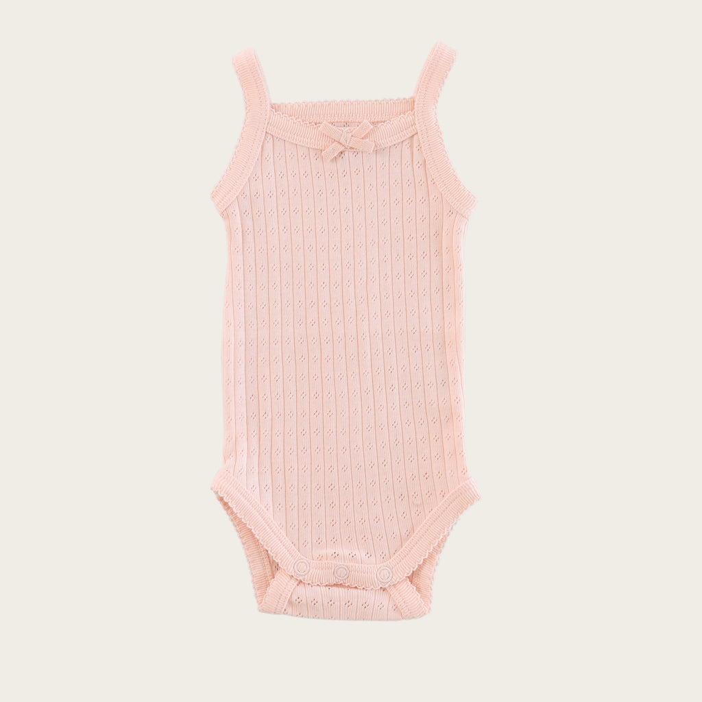 pointelle singlet bodysuit in peach