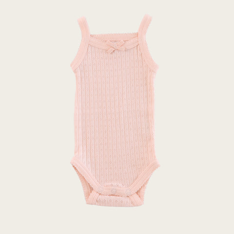 pointelle singlet bodysuit in peach