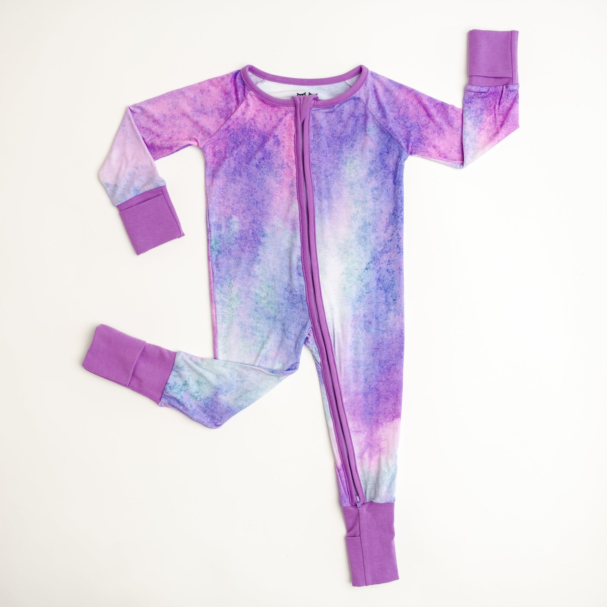 purple watercolor bamboo viscose convertible romper/sleeper