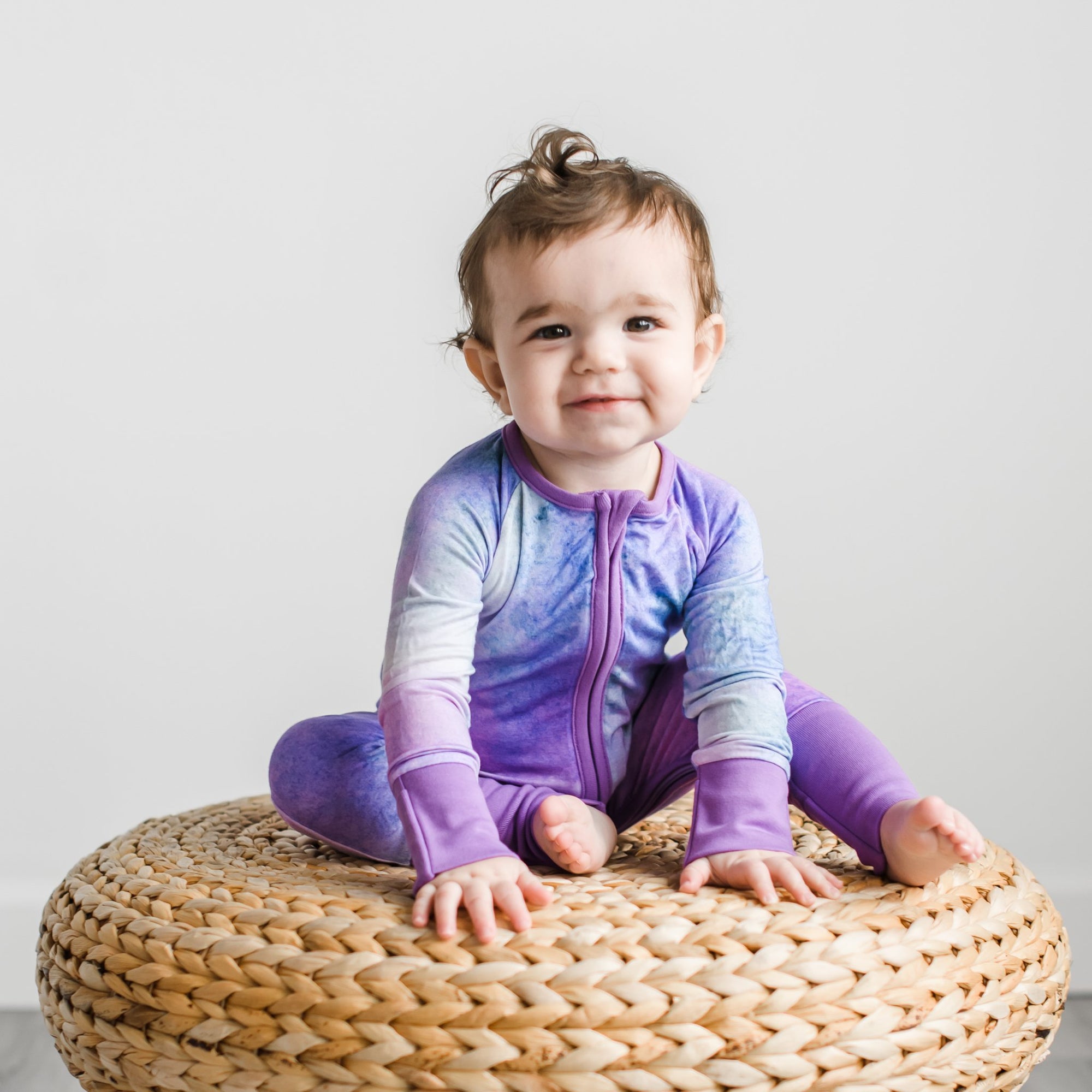 purple watercolor bamboo viscose convertible romper/sleeper