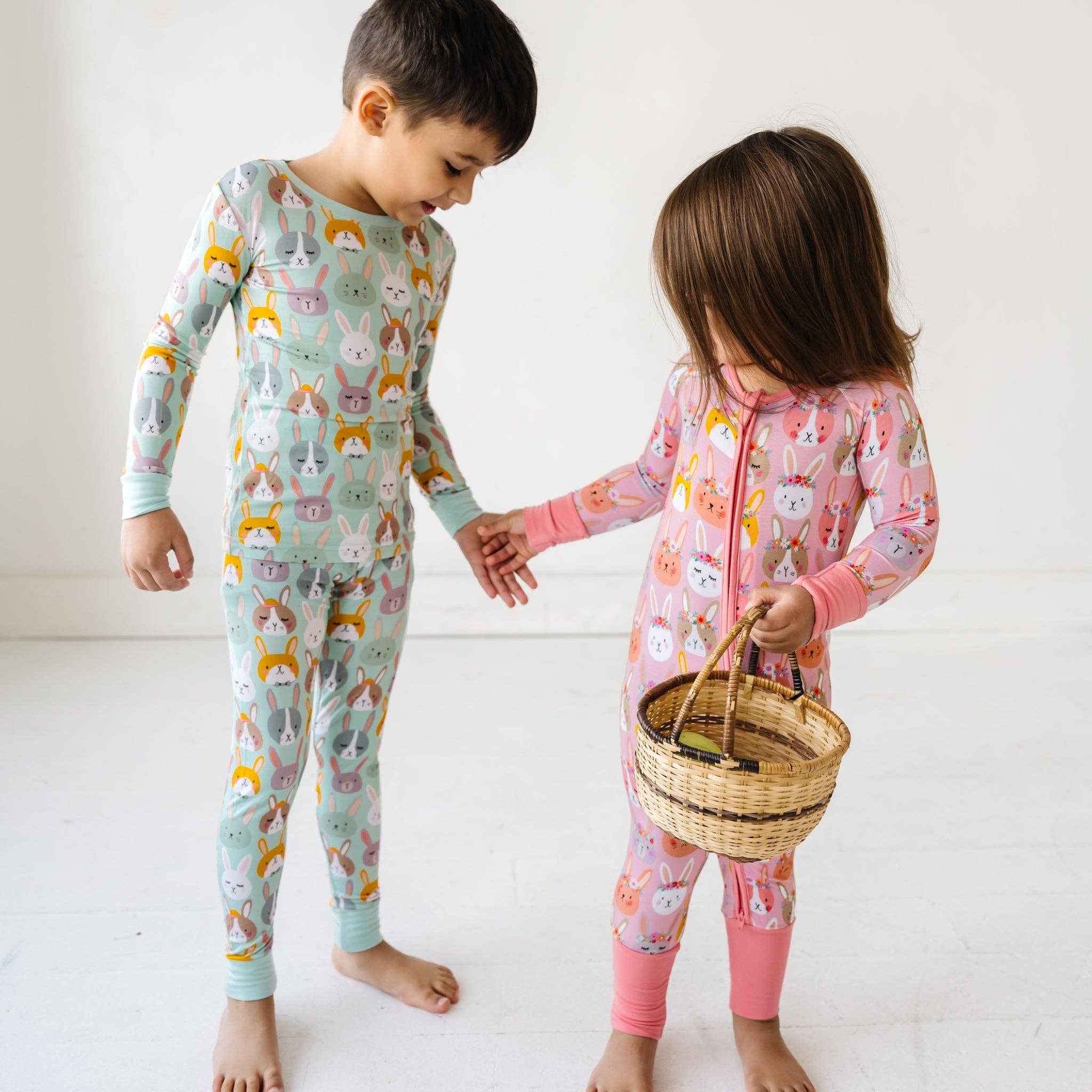 rad rabbits bamboo viscose convertible romper/sleeper in pink